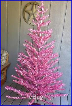 HOLY PINKALICIOUS! Vintage Pink Tinsel Christmas Tree 6 Vintage 1970s-80s