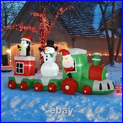 HOMCOM 11′ Long Christmas Inflatable Train Santa Snowman Penguin LED