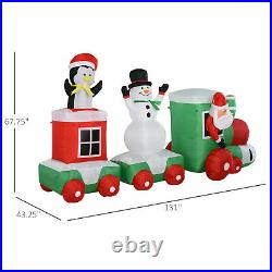 HOMCOM 11' Long Christmas Inflatable Train Santa Snowman Penguin LED
