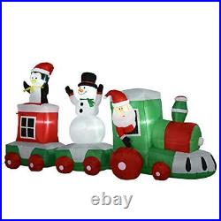 HOMCOM 11ft Christmas Inflatables Outdoor Decorations Holiday Train with Sant