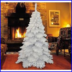 HOMCOM 6.9FT Flocked Christmas Tree Winter Holiday Decor Hooked Branches Stand