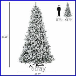 HOMCOM 7.5ft Snow Flocked Artificial Christmas Tree with 1346 Branches 550 LEDs