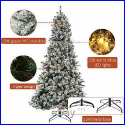 HOMCOM 7.5ft Snow Flocked Artificial Christmas Tree with 1346 Branches 550 LEDs