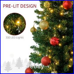 HOMCOM 8' Tall Pre-Lit Slim Noble Fir Artificial Christmas Tree with 300 Warm HOMCOM 8' Tall Pre-Lit Slim Noble Fir Artificial Christmas Tree with 300 Warm