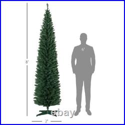 HOMCOM 8' Tall Pre-Lit Slim Noble Fir Artificial Christmas Tree with 300 Warm HOMCOM 8' Tall Pre-Lit Slim Noble Fir Artificial Christmas Tree with 300 Warm