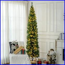 HOMCOM 8' Tall Pre-Lit Slim Noble Fir Artificial Christmas Tree with 300 Warm HOMCOM 8' Tall Pre-Lit Slim Noble Fir Artificial Christmas Tree with 300 Warm