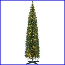 HOMCOM 8' Tall Pre-Lit Slim Noble Fir Artificial Christmas Tree with 300 Warm HOMCOM 8' Tall Pre-Lit Slim Noble Fir Artificial Christmas Tree with 300 Warm