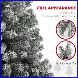 HOMCOM 9 ft Pencil Christmas Tree, Pre-Lit Xmas Tree with Dual Color Lights