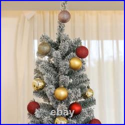 HOMCOM 9 ft Pencil Christmas Tree, Pre-Lit Xmas Tree with Dual Color Lights