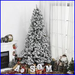HOMCOM 9ft Snow Flocked Fake Christmas Tree with 2094 Branches 900 LEDs