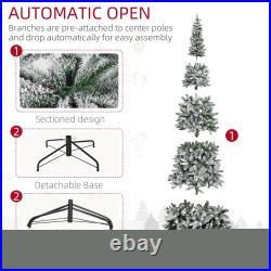 HOMCOM Christmas Tree with Unlit Snow Flocked Branches Holiday HOMCOM Christmas Tree with Unlit Snow Flocked Branches Holiday