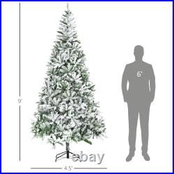 HOMCOM Snow Flocked Artificial Christmas Tree Holiday Decoration Green