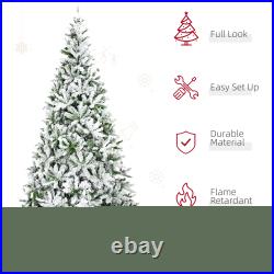 HOMCOM Snow Flocked Artificial Christmas Tree Holiday Decoration Green