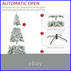 HOMCOM Snow Flocked Artificial Christmas Tree Holiday Decoration Green
