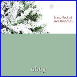 HOMCOM Snow Flocked Artificial Christmas Tree Holiday Decoration Green