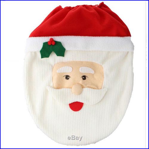 HOT! Christmas Decorations Happy Santa Toilet Seat Cover and Rug Bathroom Set