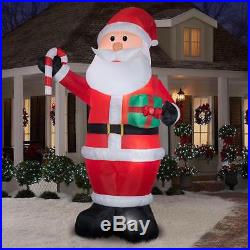 HUGE 12′ Inflatable Giant Santa with Gift Candy Cane Christmas Yard Decor NEW