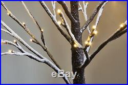 Hairui Lighted Twig Brown Tree 2 Pack Snow Flocked Christmas Holiday Decorations