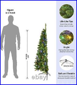 Half Prelit Artificial Christmas Tree with 100-230 Warm + Multi-colored Lights