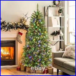 Half Prelit Artificial Christmas Tree with 100-230 Warm + Multi-colored Lights