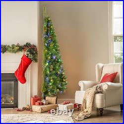 Half Prelit Artificial Christmas Tree with 100-230 Warm + Multi-colored Lights