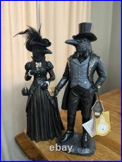 Hallow’s Eve Raven Figurines Set Of 2 Halloween Decor Brand New
