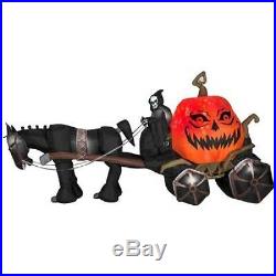 Halloween 14 Ft Fire & Ice Grim Reaper Carriage Sound Lights Inflatable Airblown