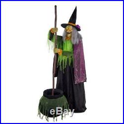 Halloween 5ft 9 (177cm) Animated Witch With Stirring Cauldron-Animated Witch