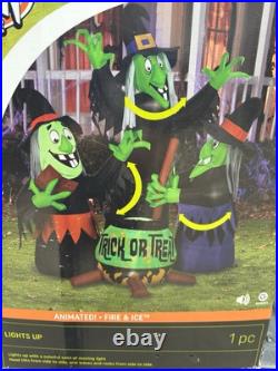 Halloween 6 ft Lighted Animated Fire and Ice Witches Cauldron Inflatable