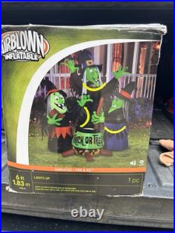 Halloween 6 ft Lighted Animated Fire and Ice Witches Cauldron Inflatable
