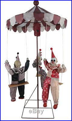 Halloween Animated CLOWNS ON MERRY GO-ROUND HAUNTED HOUSE Decor with Music Prop