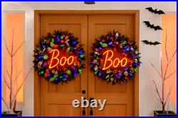 Halloween BOO Wreath 26 Pre-Lit Neon Light Up Décor (2-Pack)