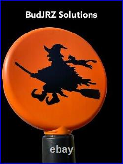 Halloween Blow Mold Post + Globe Witch With Cat, Attitude & Lantern-O-Jack