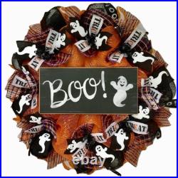 Halloween Boo Wreath With Adorable Ghosts Handmade Deco Mesh