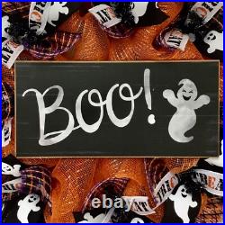 Halloween Boo Wreath With Adorable Ghosts Handmade Deco Mesh