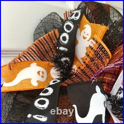Halloween Boo Wreath With Adorable Ghosts Handmade Deco Mesh