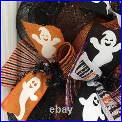 Halloween Boo Wreath With Adorable Ghosts Handmade Deco Mesh