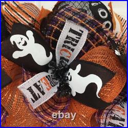 Halloween Boo Wreath With Adorable Ghosts Handmade Deco Mesh