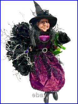 Halloween Centerpiece Witch Floral Arrangement Roses Peonies Halloween Centerpiece Witch Floral Arrangement Roses Peonies