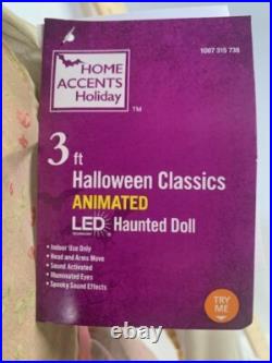 Halloween Classics Animated Scary LED Creepy Haunted Doll 3ft Home Accents Depot