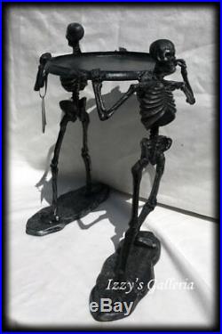 Halloween Creepy Skeleton Metal Large Candle Cake Stand Display Tray Server NWT