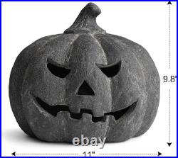 Halloween Decor Black Handmade Terracotta Jack O Lantern Pumpkin 10H Spooky Halloween Decor Black Handmade Terracotta Jack O Lantern Pumpkin 10H Spooky