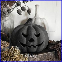 Halloween Decor Black Handmade Terracotta Jack O Lantern Pumpkin 10H Spooky Halloween Decor Black Handmade Terracotta Jack O Lantern Pumpkin 10H Spooky