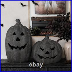 Halloween Decor Black Handmade Terracotta Jack O Lantern Pumpkin 10H Spooky Halloween Decor Black Handmade Terracotta Jack O Lantern Pumpkin 10H Spooky