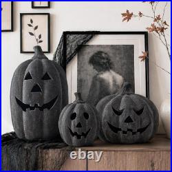 Halloween Decor Black Handmade Terracotta Jack O Lantern Pumpkin 10H Spooky Halloween Decor Black Handmade Terracotta Jack O Lantern Pumpkin 10H Spooky