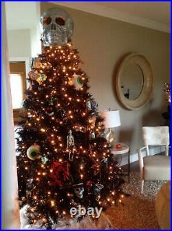 Halloween Decorated Black 7.5′ Tree with over 50 Ornaments