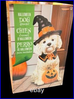 Halloween Dog Greeter Statue 26.5 Witch Hat Puppy with Pumpkin NEW Halloween Dog Greeter Statue 26.5 Witch Hat Puppy with Pumpkin NEW