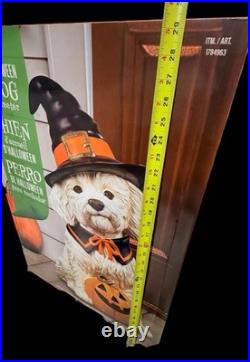 Halloween Dog Greeter Statue 26.5 Witch Hat Puppy with Pumpkin NEW Halloween Dog Greeter Statue 26.5 Witch Hat Puppy with Pumpkin NEW