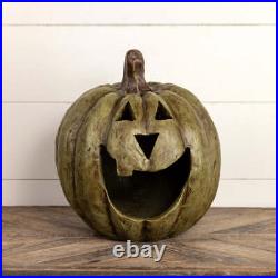 Halloween Fall Ragon House Collectable 15 Olive Green Big Mouth Pumpkin Luminar