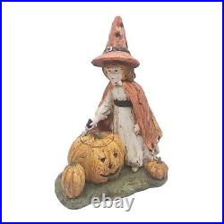 Halloween Fall Ragon House Collection Witch Vintage Girl Carving Pumpkins